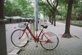 red bicycle on the street