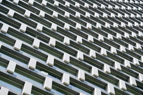 facade of a modern building with many windows close up