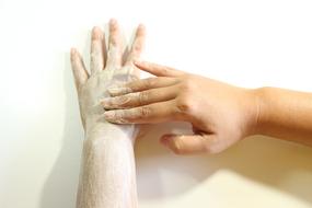 hands ointment white background