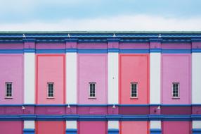 wall of pinkish facades