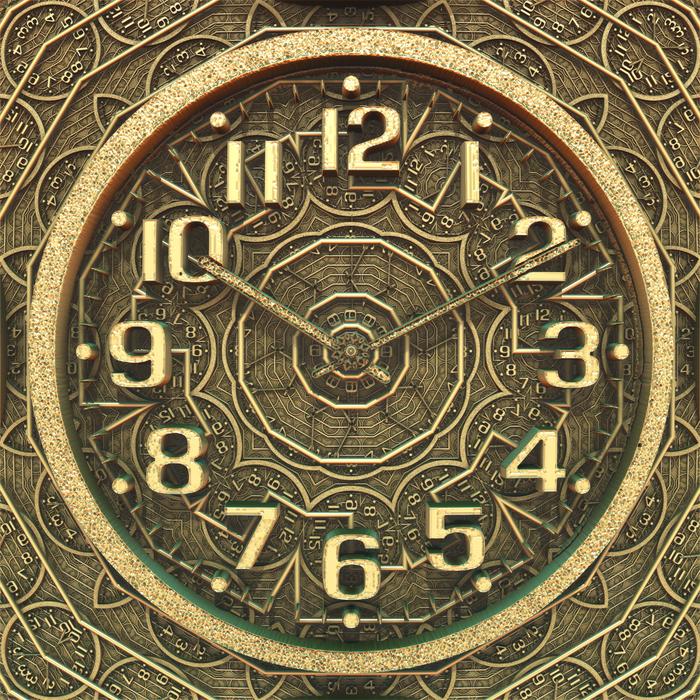 patterned clock on the wall