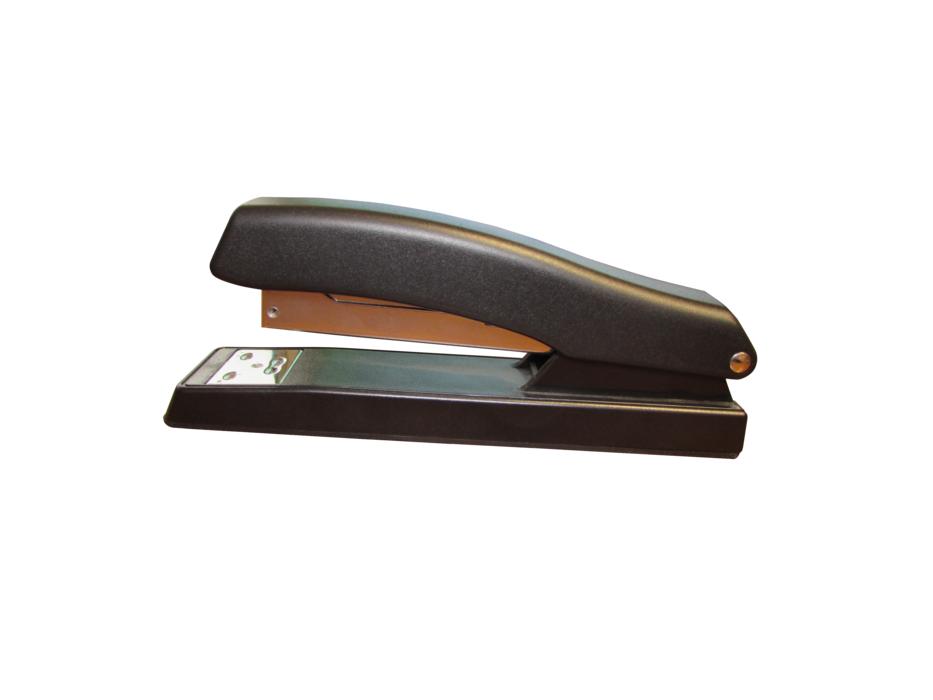 black stapler on white background