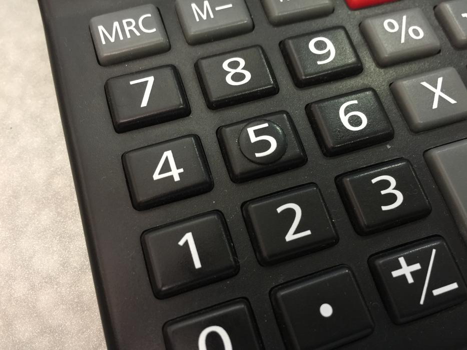 white numbers on the calculator buttons
