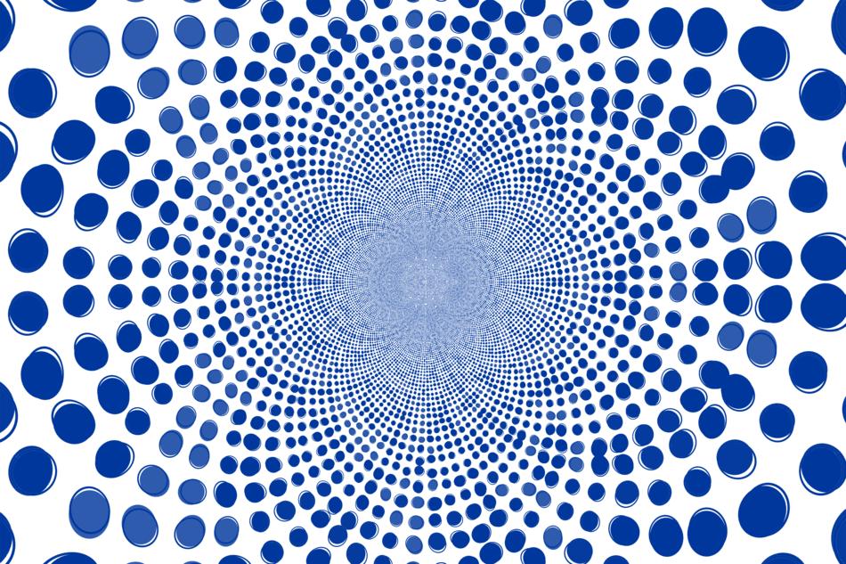 white canvas with blue dots