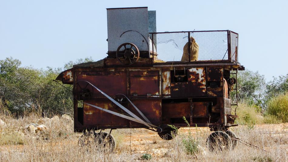 iron wagon with a sack
