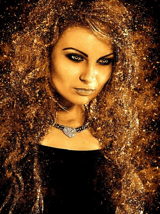 Beautiful girl with long curly hair