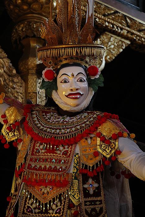 colorful mask with a costume on a mannequin