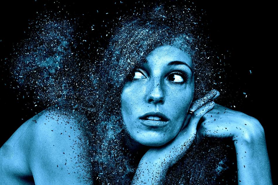 Portrait of a girl in a blue filter