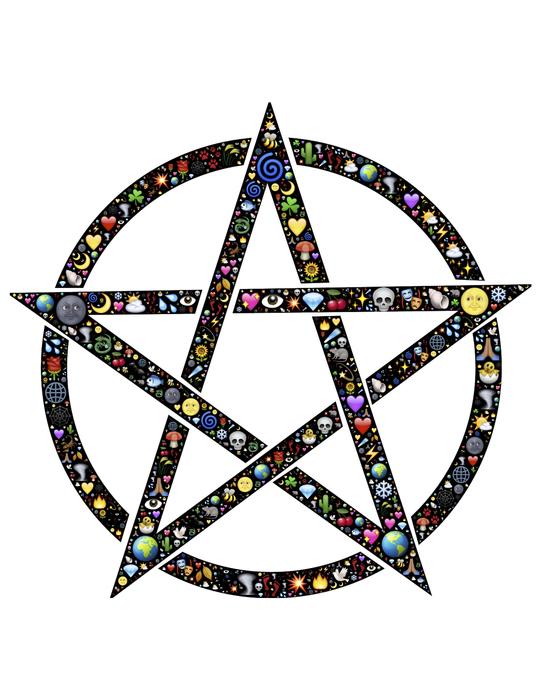 star in a circle with colored patterns