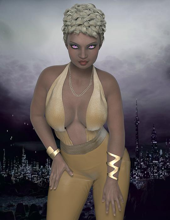 blonde girl with pink eyes render