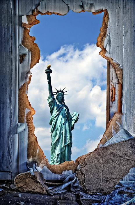 statue of liberty in the window