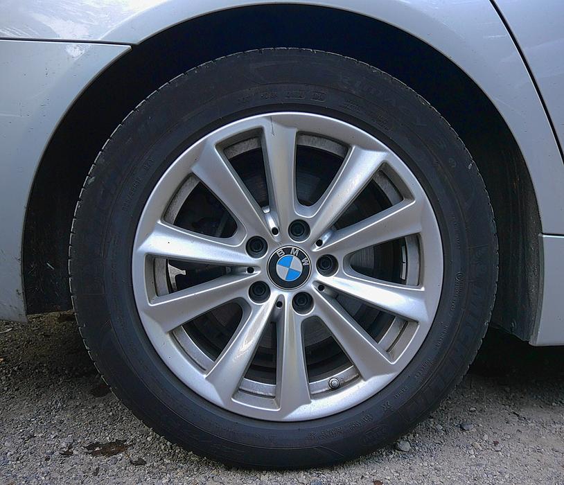 tire with a bmw sign on it