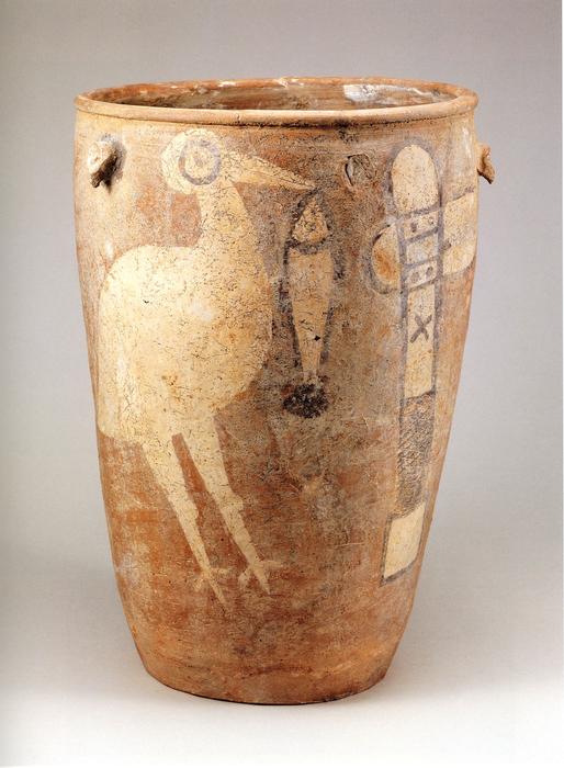 ceramic vase with stork pattern