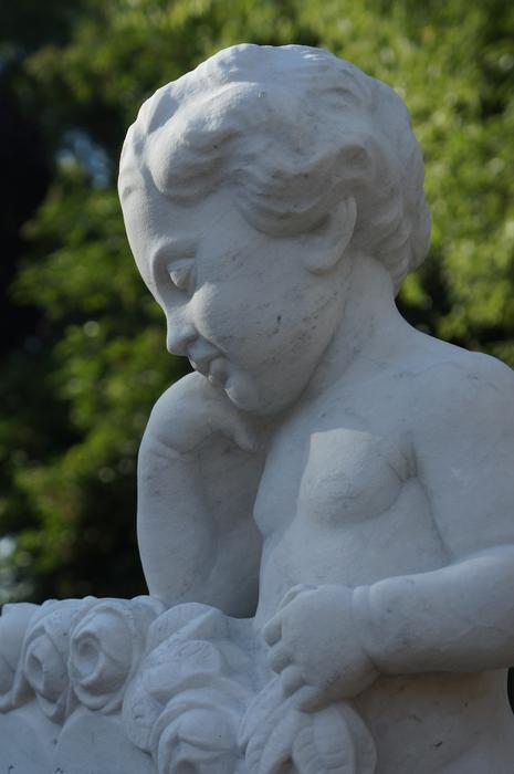 Stone Marble boy close-up on blurred background