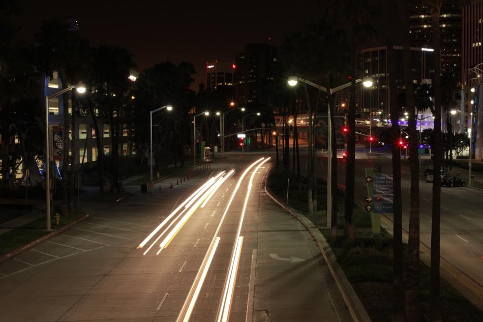 Longexposure photo of Night city Cars