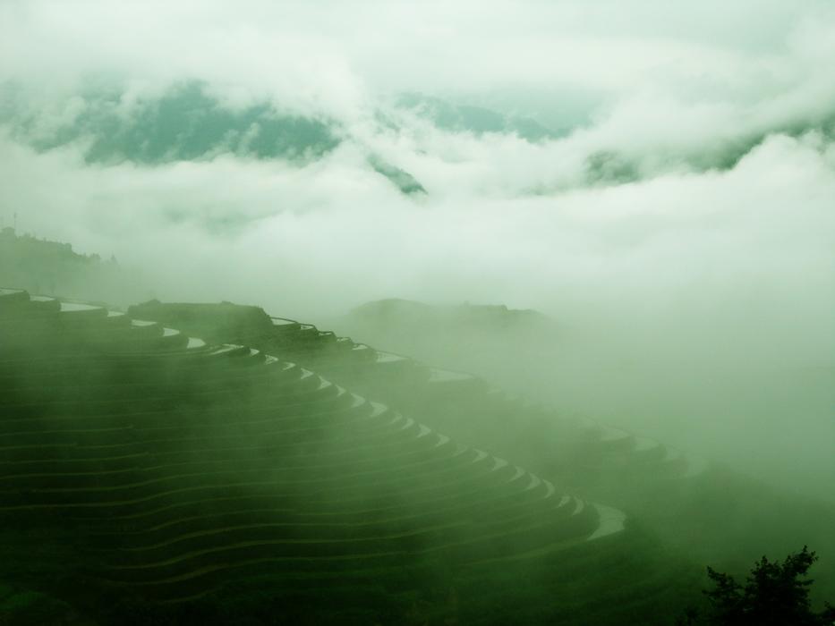 green mist over the mountains