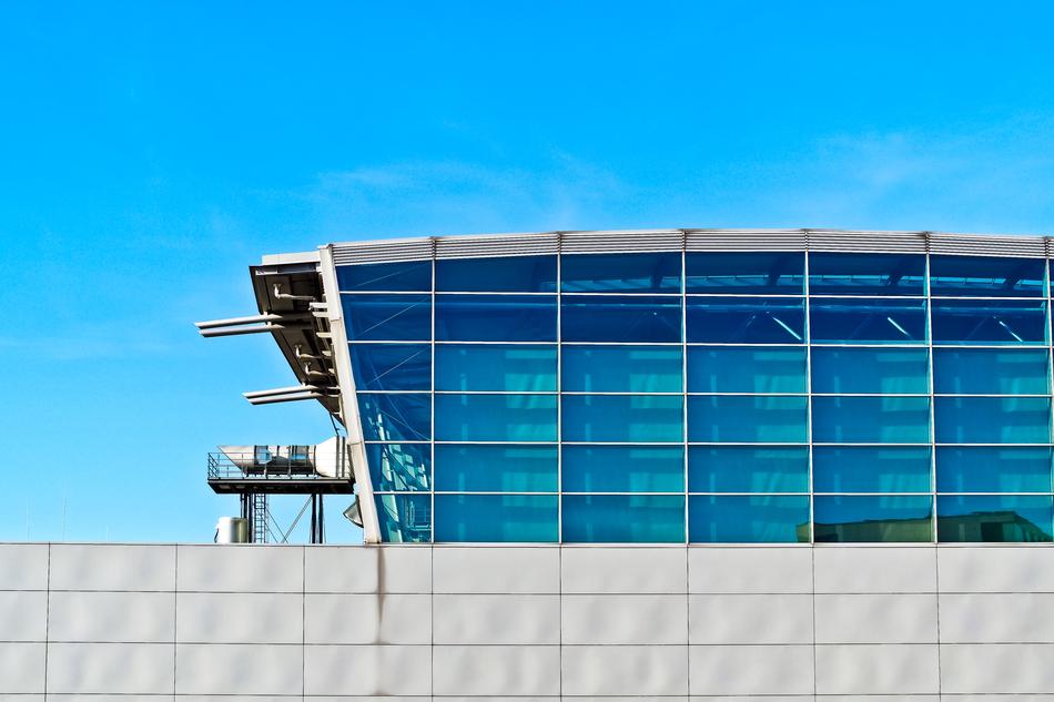 glass facade of airport in DÃ¼sseldorf