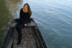 girl boat boat river happiness