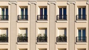 classical facade with balconies, detail, Spain, Madrid