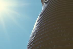 blue sky and rounded building facade