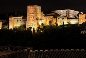 night illumination of Granada Palace in Andalusia