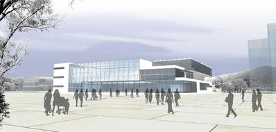 library building in city design sketch