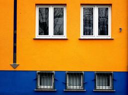 yellow-blue building facade