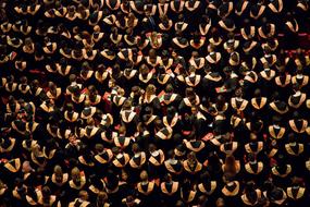 Graduation Ceremony, top view of crowd of Graduates
