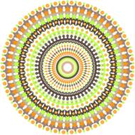 mandala design geometric pattern green orange brown drawing