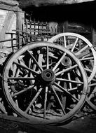 wooden wheels cart stock
