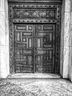 door of Grande Poste historical building, Black And white, algeria, Algiers