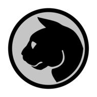 painted black cat head in the circle on white background