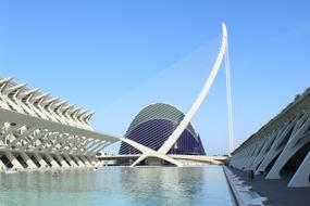 Architecture of the City of the Arts in Valencia, Spain, at blue sky on background