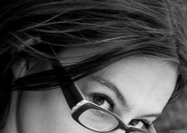 Black And White photo of Woman Eyes with eyewear