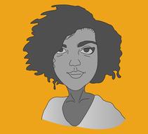 portrait of a dark-skinned girl on a yellow background