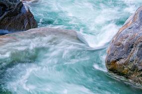 water hitting the rocks