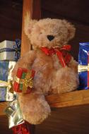 furry bear toy with gifts