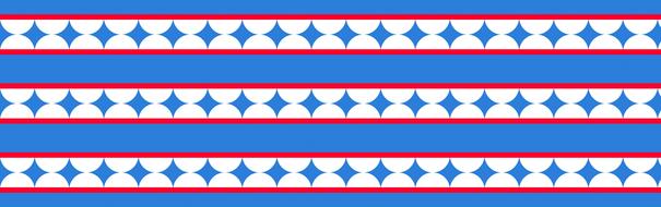 banner, header with blue, red and white diamond pattern