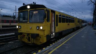 yellow train in the evening