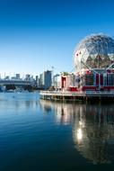 Beautiful and colorful port of Vancouver with buildings, in British Columbia, Canada