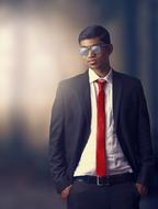 photo of a young businessman with a red tie