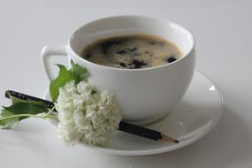 coffee mug decorated with flowers