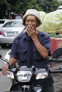 A man on a motorcycle landscape