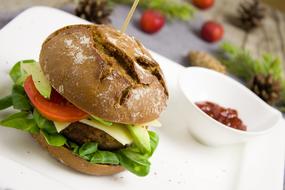 burger with vegetables and meat