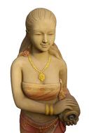 Water fountain, sculpture, young Girl with jug