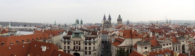 Panorama of ancient Prague architecture in the Czech Republic