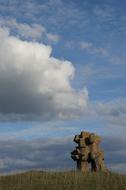 distant view of the war memorial on the hill