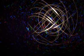 Light painting, colorful lines at darkness