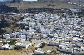 aerial view of beautiful white buildings in Greece City