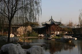 photo of the gazebo on the shore of the pond